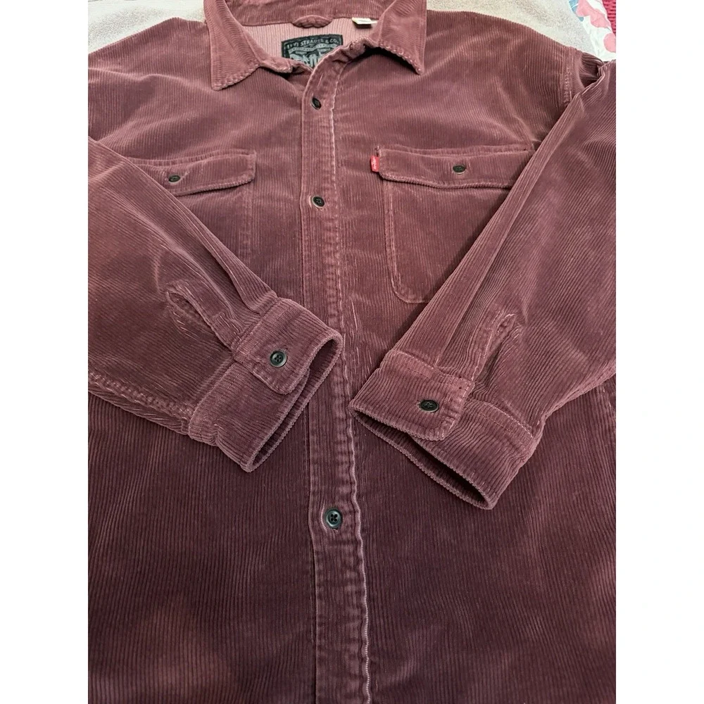 Levi's Mens Relaxed Fit Western Shirt XXL Corduroy Jacket Button Up Work Cowboy